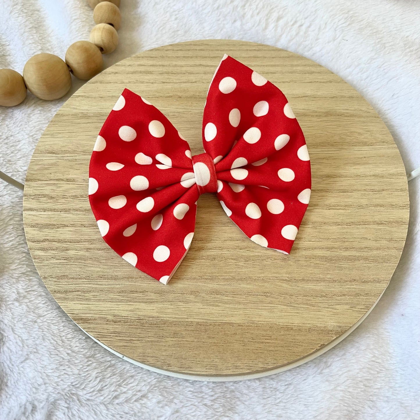 Red Polka Dots Bow on Clip