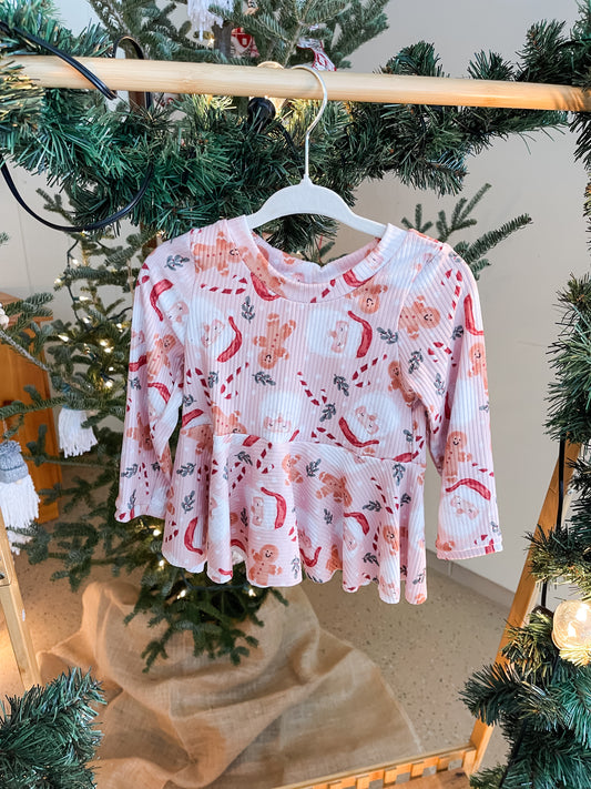 Pink Gingerbread Peplum Top
