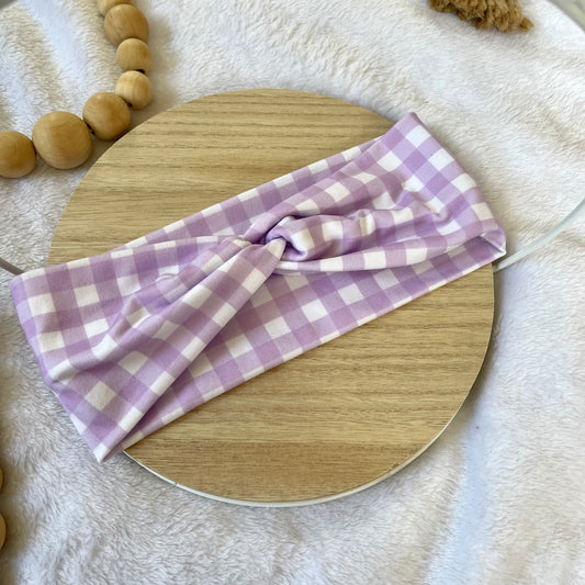 Purple Plaid Twisted Headwrap
