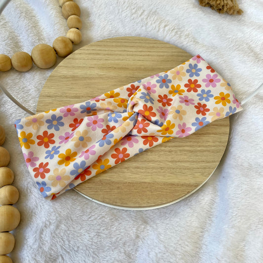 Retro Floral Twisted Headwrap
