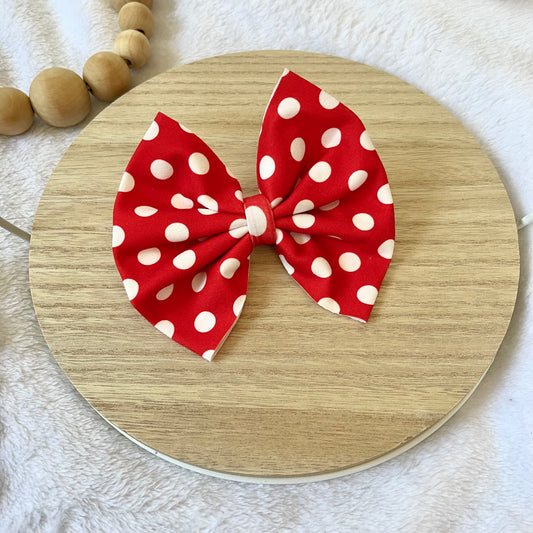 Red Polka Dots Bow on Clip