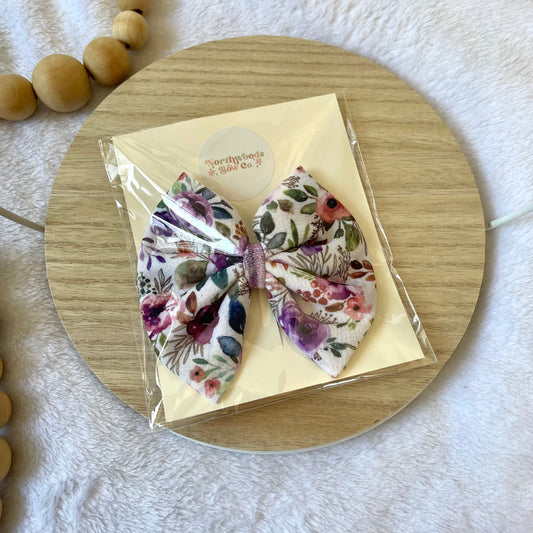 Amethyst Floral Bow on Clip