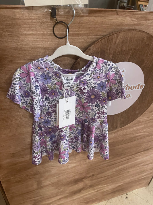 12/18 Purple Floral Peplum Top